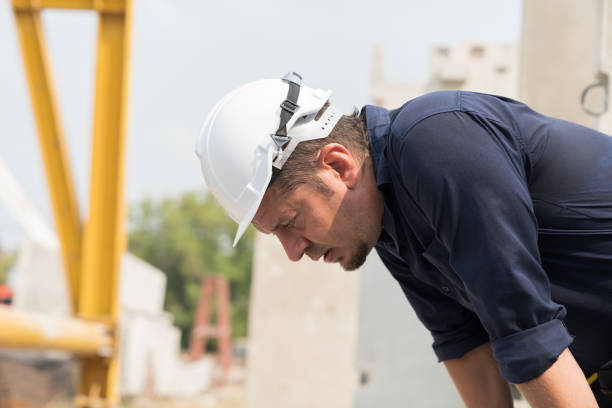 istock Foreman construction builder tired and thirst of water at construction site 1665905065