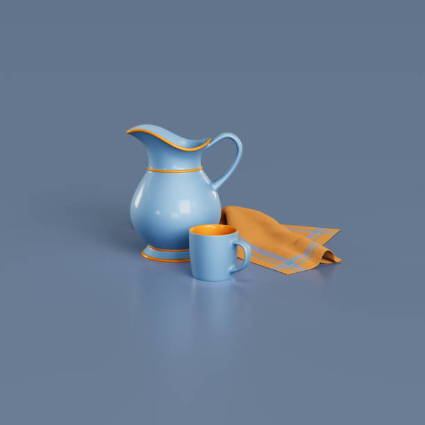 istock Blue jug and blue mug with cloth 1665923289