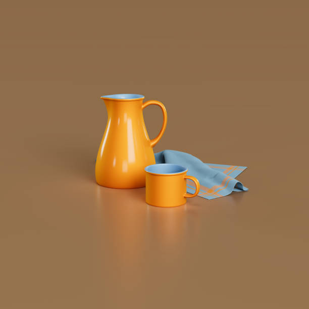 istock Orange jug and orange mug with cloth 1665923341