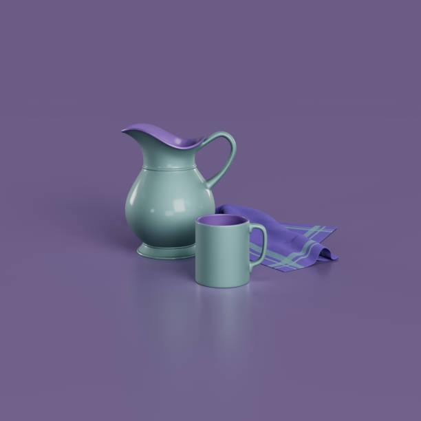 istock Green jug and green mug with cloth 1665923393