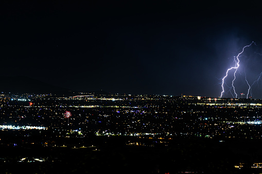 Lightning over City