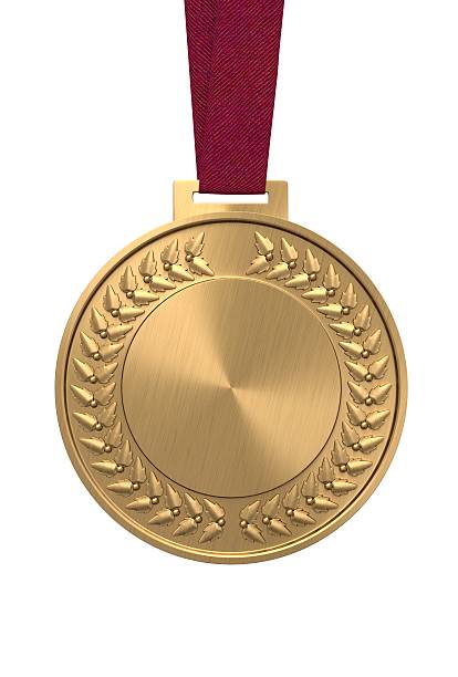 istock Gold medal on a red ribbon 166594082