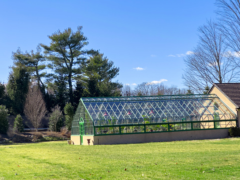 Historical greenhouses of the Jardin des Plantes (Botanical Gardens) in Paris, France / \