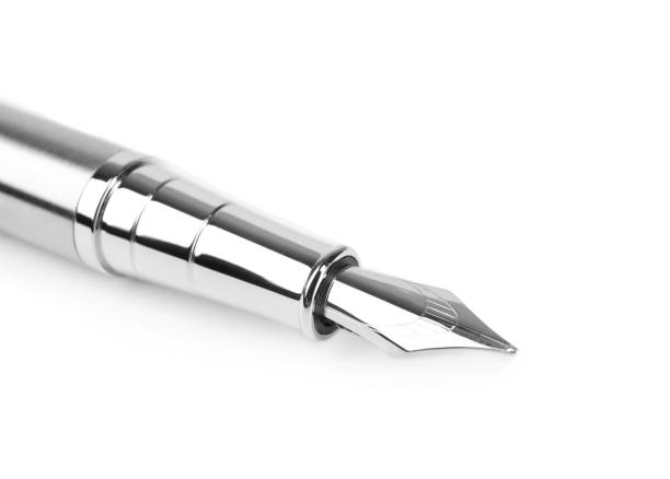 istock Stylish silver fountain pen isolated on white 1665968841