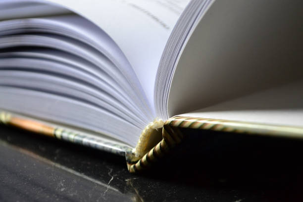 istock an open book lies on a black table 1665983707
