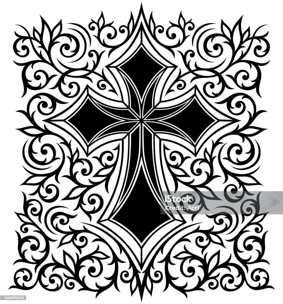 Victorian Cross Pattern Victorian Gothic Ornamental Cross Stock Illustration - Download Image ...