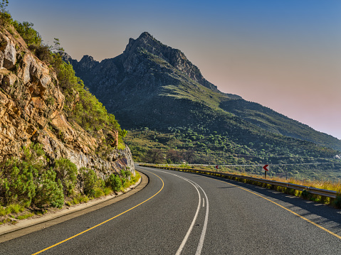 Beautiful winding road in the mountain over Mitchell's Pass, Western Cape, South Africa