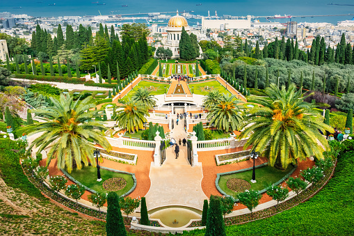 Hanging Gardens of Haifa (Bahaʼi Terraces), Israel.