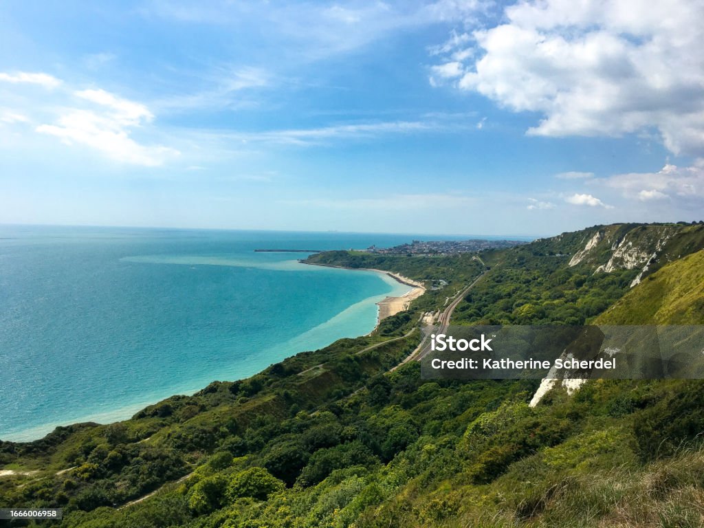 Cliffs of Dover with Blue Sea Beach Stock Photo