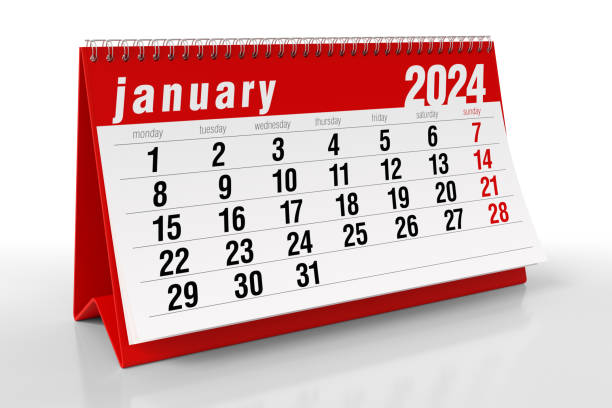 istock January 2024 Calendar. Isolated on White Background. 3D Illustration 1666021677
