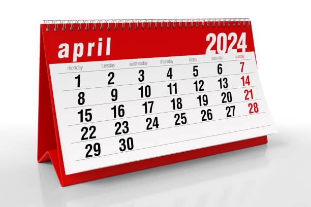 istock April 2024 Calendar. Isolated on White Background. 3D Illustration 1666021684