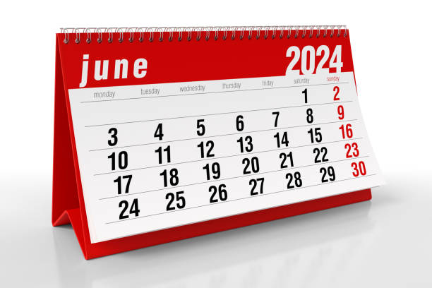 istock June 2024 Calendar. Isolated on White Background. 3D Illustration 1666021688