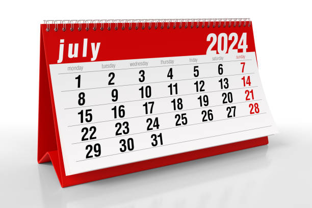 istock July 2024 Calendar. Isolated on White Background. 3D Illustration 1666021689