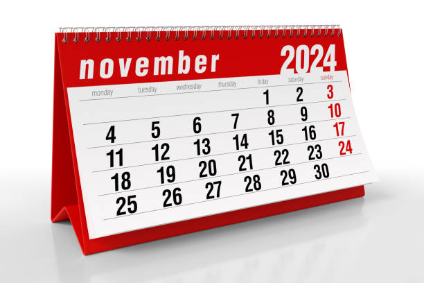 istock November 2024 Calendar. Isolated on White Background. 3D Illustration 1666021697