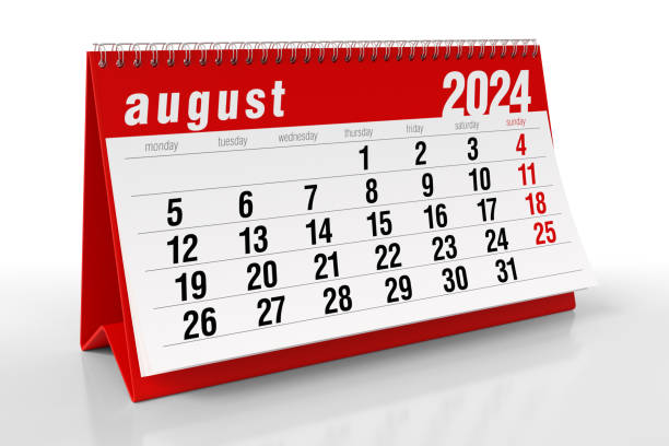 istock August 2024 Calendar. Isolated on White Background. 3D Illustration 1666021809