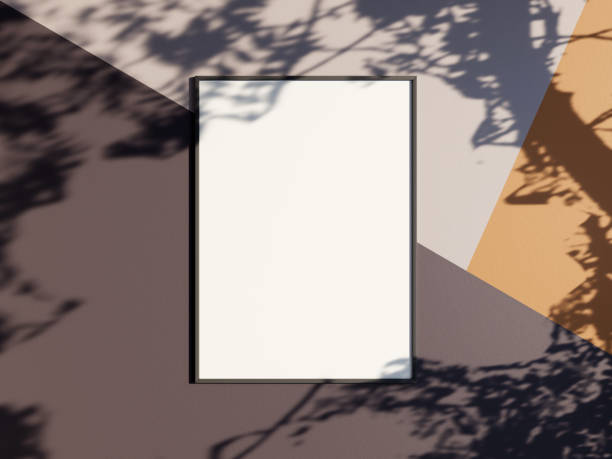 istock Minimal black vertical picture poster frame mockup on color wallpaper background 1666036499