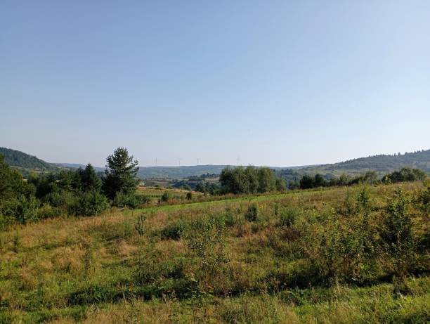 istock Beautiful plain landscape. Small hills are covered with green grass. 1666039679
