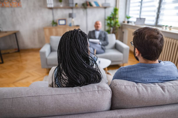 istock Married couple talking with marriage counselor about their relationship 1666054152