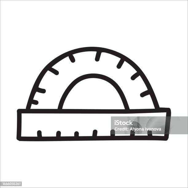 Protractor Ruler White Protractor Ruler Doodle Vector Illustration Isolated On White Stock ...
