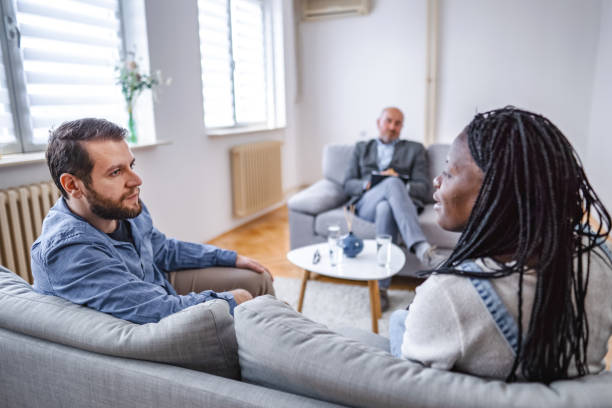 istock Married couple talking with marriage counselor about their relationship 1666055394