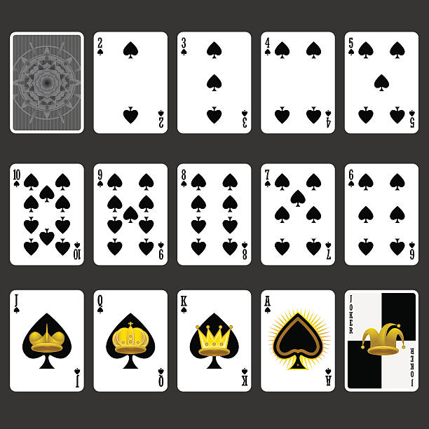 spade anzug spielkarten voller satz - queen of diamonds stock-grafiken, -clipart, -cartoons und -symbole