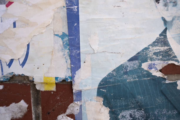 istock Torn street poster background, abstract and grungy old paper backdrop 1666087271