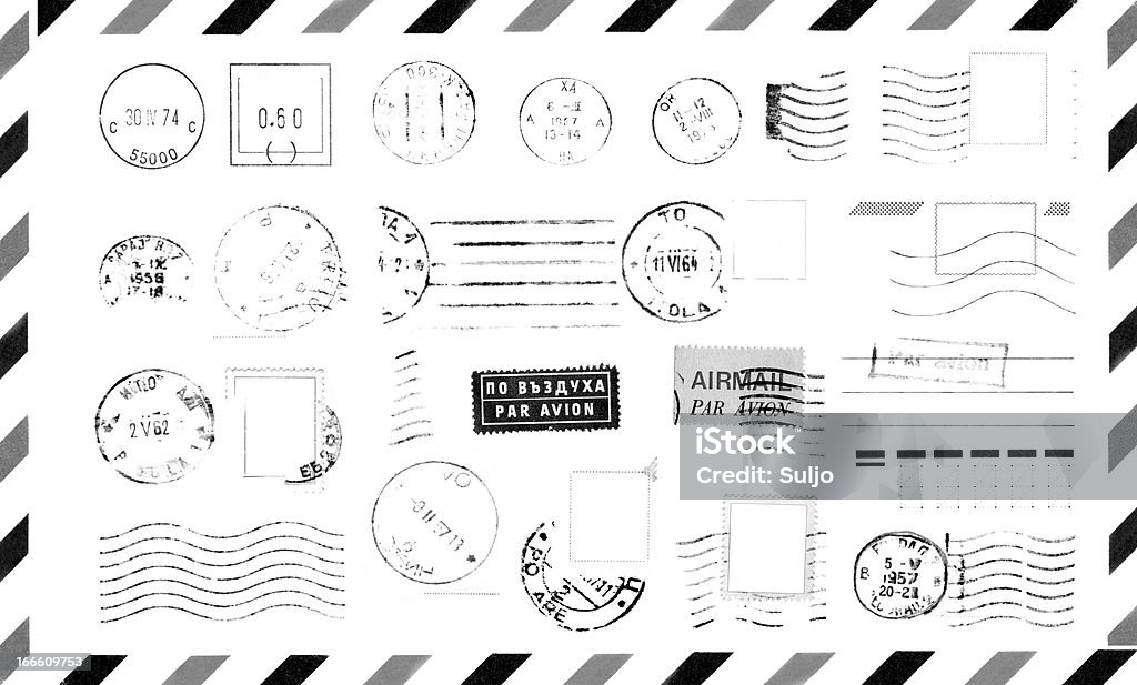 Carimbos de borracha de Envelope - Foto de stock de Antigo royalty-free