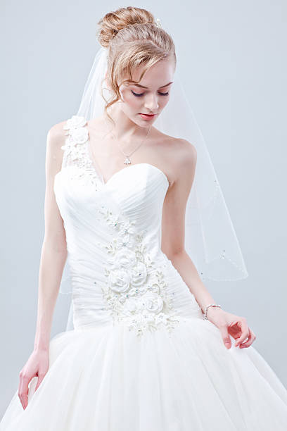 istock Bride portrait.Wedding dress. Studio shot. 166611938