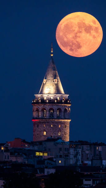istock Full Moon and The Galata Tower 1666152231