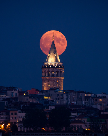 Full moon on the top of the Galata Tower