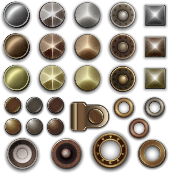Metal accessories collection File version: AI 10 EPS. File contains transparencies. NO gradient mesh. eyelet stock illustrations