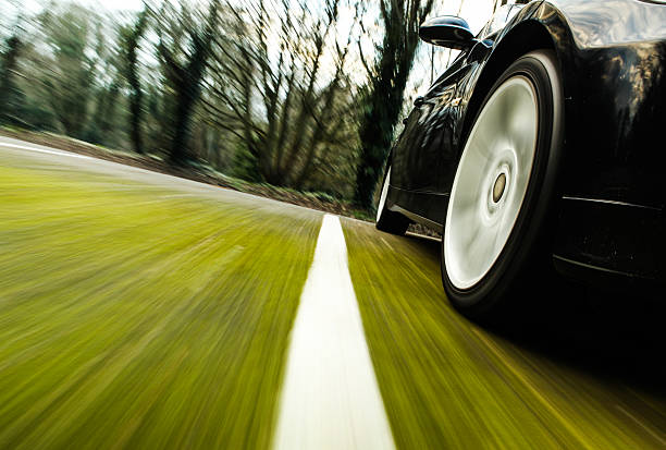 Side view of black car. stock photo