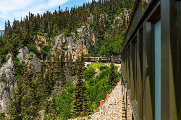 istock White Pass Summit excursion tour train in the mountains, Alaska, USA. 1666176558