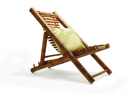 Outdoor Bamboo Lounge Chair on white, with soft shadow.
