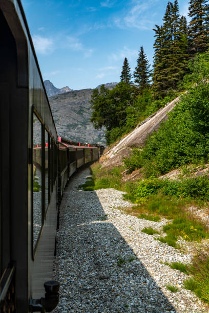 istock White Pass Summit excursion tour train in the mountains, Alaska, USA. 1666181364