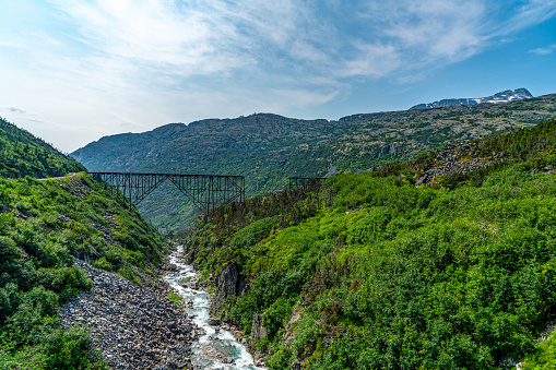 White Pass Summit excursion tour train, Alaska, USA.