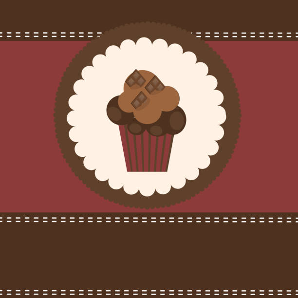 ilustraciones, imágenes clip art, dibujos animados e iconos de stock de tarjeta con cupcake. ilustración vectorial - chocolate book brown book cover