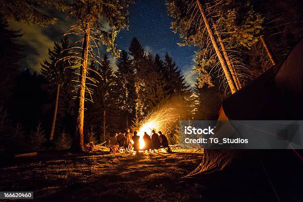 Кемпинг Fire — стоковые фотографии и другие картинки Кемпинг - Кемпинг, Ночь, Группа людей