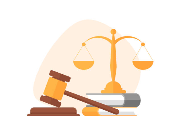 ilustrações de stock, clip art, desenhos animados e ícones de court, law and justice scene vector illustration. - ordem