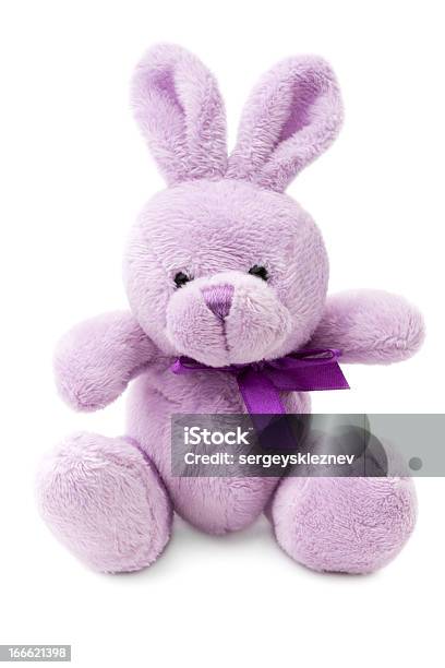 Toys Small Pink Or Lilac Rabbit Isolated On White Background Stock Photo - Download Image Now