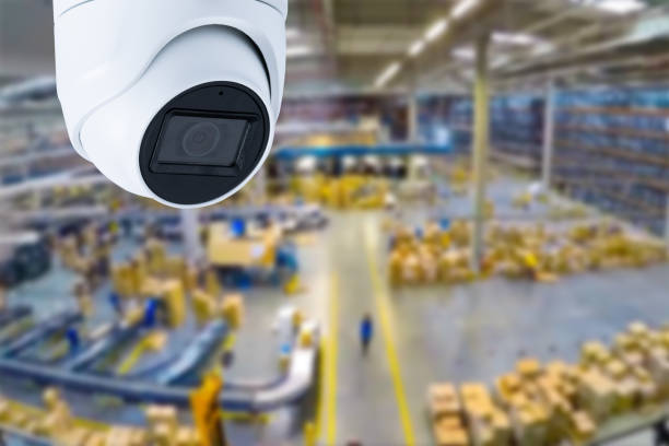 istock CCTV Camera or surveillance operating inside industrial factory. 1666242506