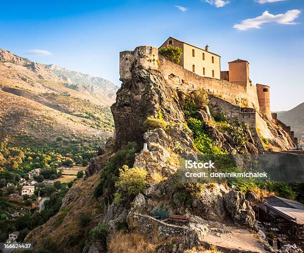 Morning Scenery Of A Citadel In Corte Stock Photo - Download Image Now - Corsica, France, Landscape - Scenery