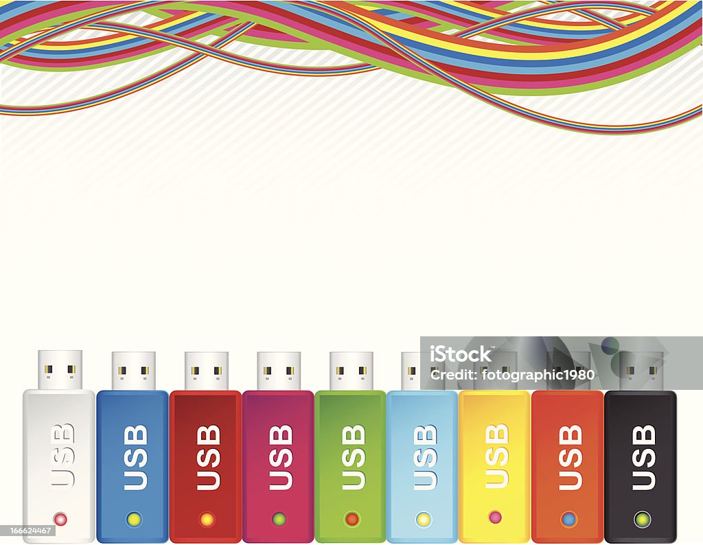 colorful usb flashdrive and rainbow stripe colorful usb flashdrive and rainbow stripe. EPS 10 vector Communication stock vector