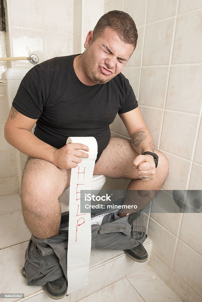 Constipation Man suffering digestive system problem. Healthcare And Medicine Stock Photo