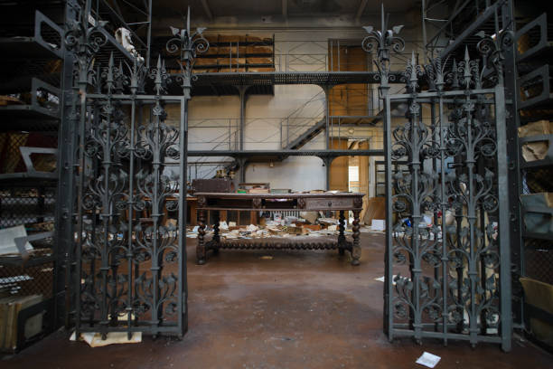 Interior of an abandoned school library