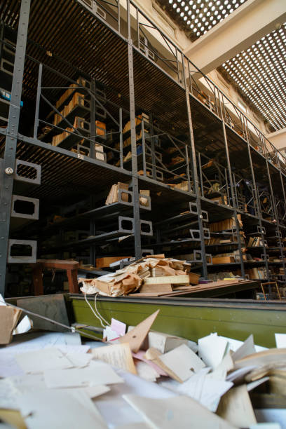 istock Interior of an abandoned school library 1666258067