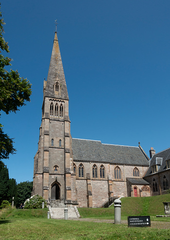 The Cathedral of the Isles (1851, William Butterfield), Britain's smallest working Cathedral, in Millport on the Isle of Cumbrae, North Ayrshire, Scotland, UK. It is part of the Scottish Episcopal Church.