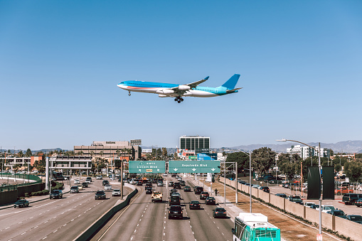 Flight landing in Los Angeles - LAX airport