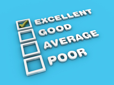 Excellence Average Good Poor Choice 3D Check List - Color Background - 3D Rendering