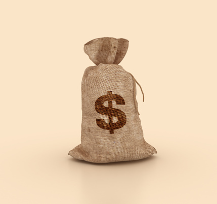 Money Dollar Sack- Color Background - 3D rendering